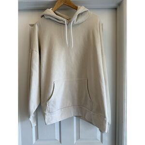 DSG Hoodie Mens XL Cream Off-White Relaxed Fit Cotton Blend Pullover Sweatshirt